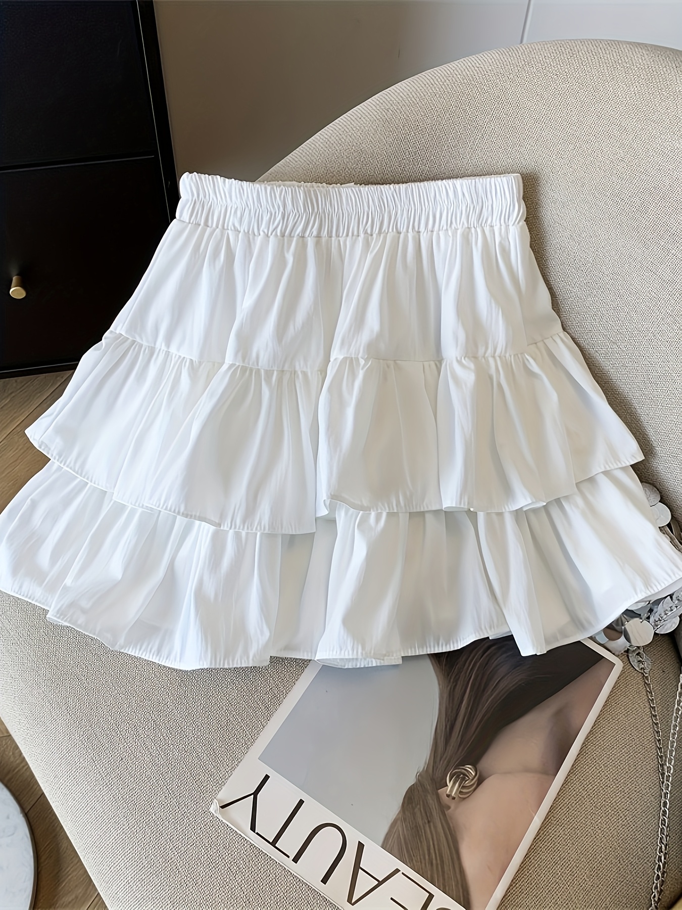 Womens Skirts Full Flowy Mini Skirt Buy AIR SPACE Ruffle Flowy