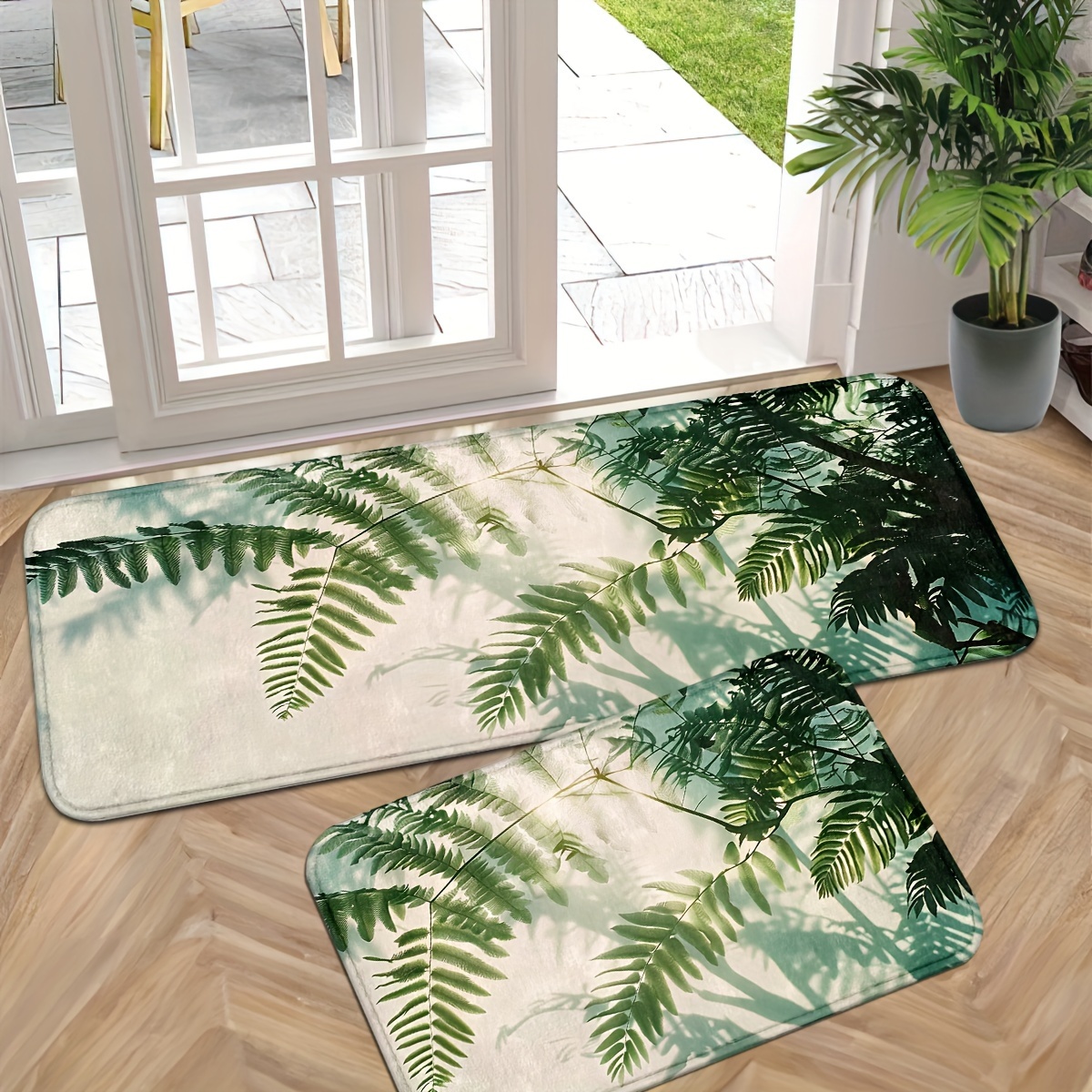 

1pc Plant Pattern Entryway Doormat, Machine Washable Rug, Indoor Outdoor Rug, Front Porch Door Mat, Easy To Clean Entry Carpet