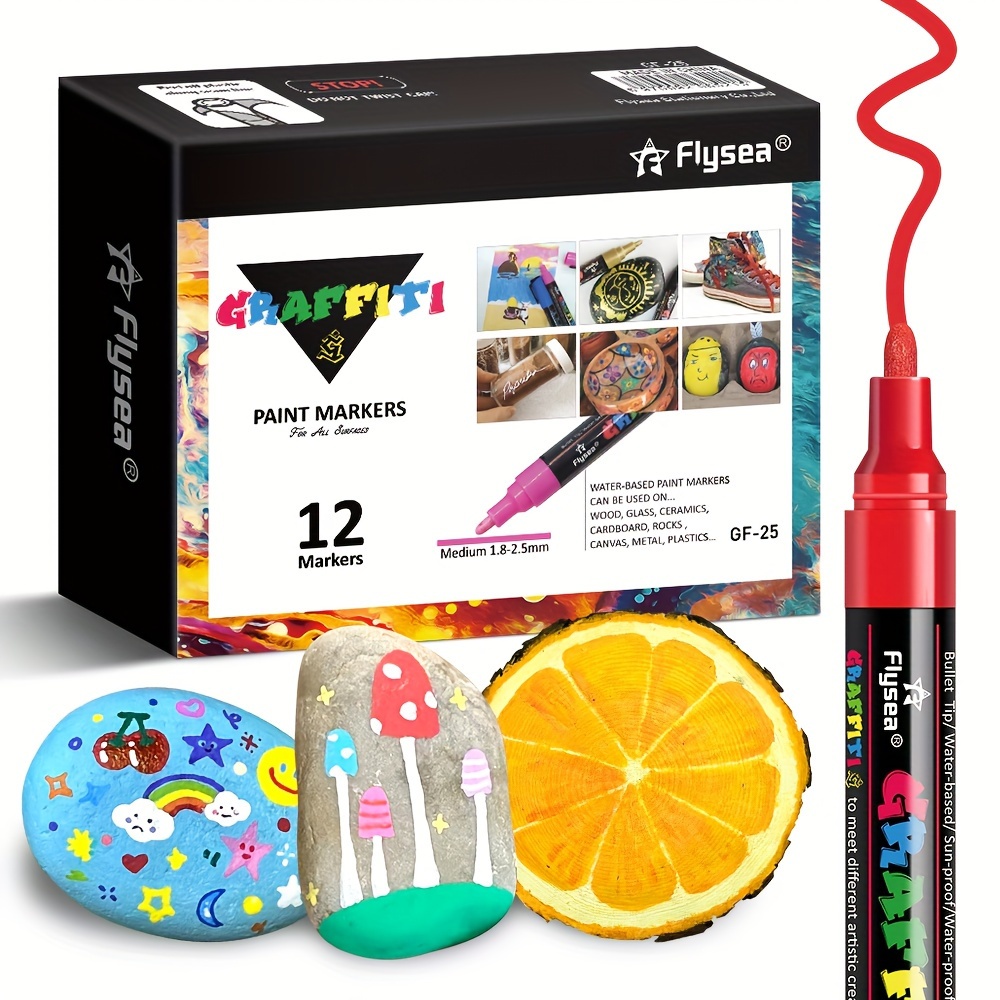 

Acrylic Paint Pens Set - 12/18/24 Colors, 2.0-3.0mm Tip, Graffiti Markers For Rock, Ceramic, Glass, Wood, Fabric, Canvas - Art Craft Supplies For Diy Projects
