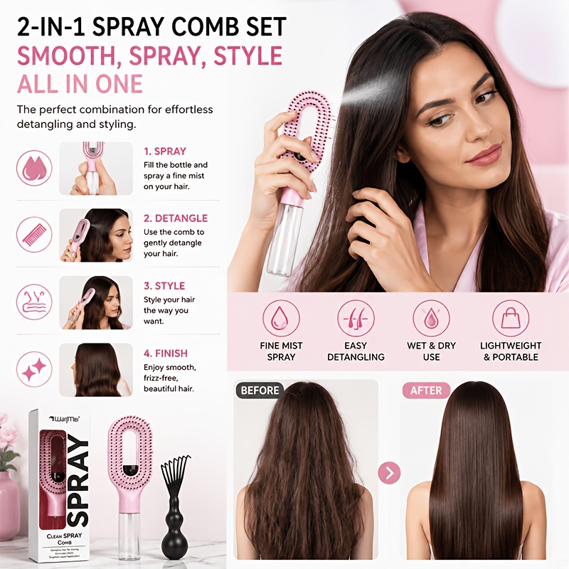 2pcs Spray Hair Brush Set with Hollow Vented Fast Drying Brush
