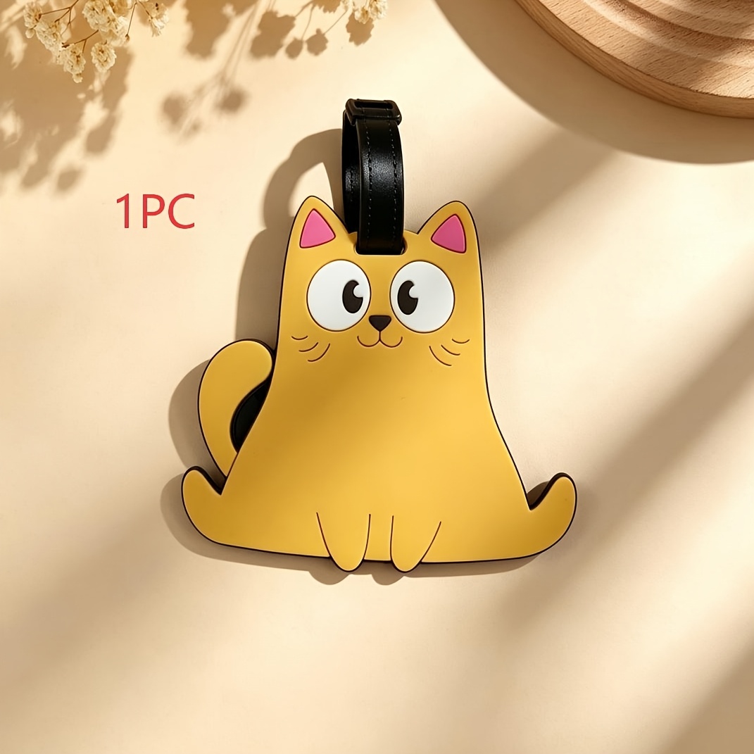 Macaron Solid Colour Cat PVC Travel Luggage Tag