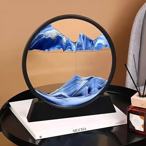 dynamic 3d quicksand art desktop relaxing blue black fiberglass sand landscape home office decor battery free operation