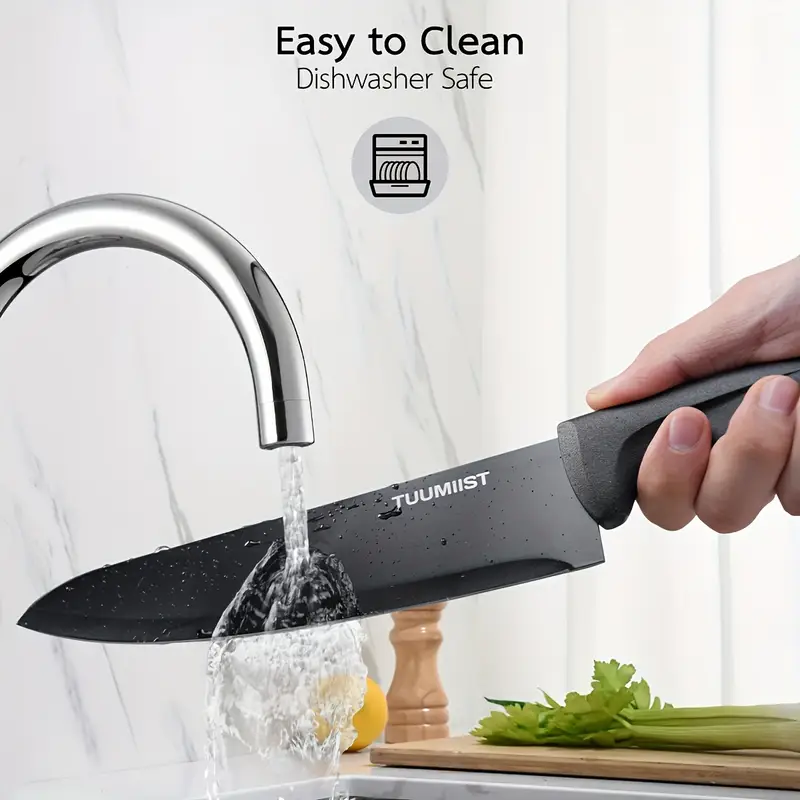knife block knife set 18 piece kitchen knife set for daily use 10 knives and 6 silicone utensils details 5