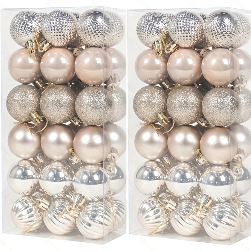 TEMU 72 Christmas Glitter Ornaments, Christmas Decorative Hanging Ornaments, Shell Balls, Polished Balls, Matte Balls, Electroplated Balls, Plastic