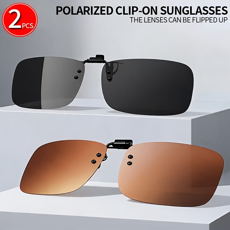 2pcs Easy Rectangle Polarized Clip-On Glasses