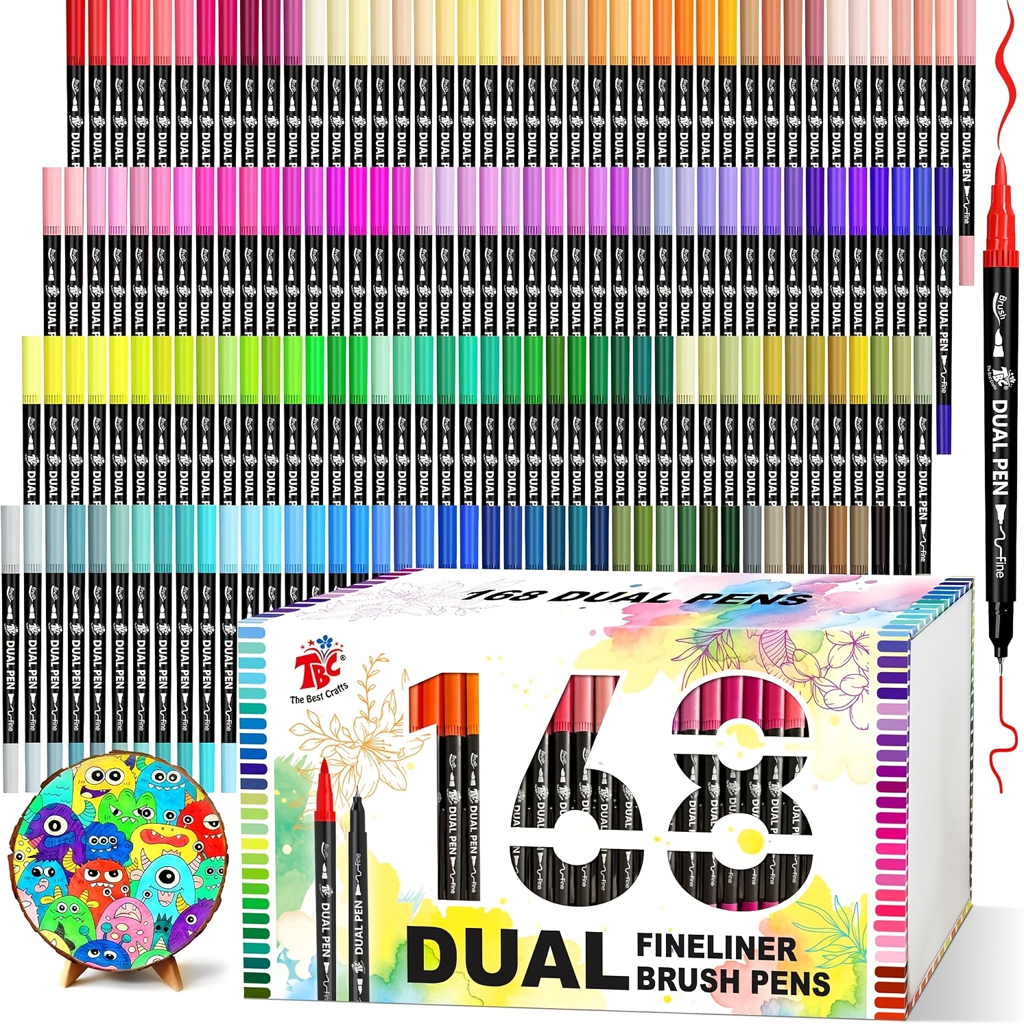 Image of 168 Colors Tbc Markers Suitable For Coloring Books, Drawing & Calligraphy - Double-tip Fine Tip Water-based Ink Art Pens, Non-toxic Brush Pens For, Hobbyists, Artists, For & Office Use (168 Shades)