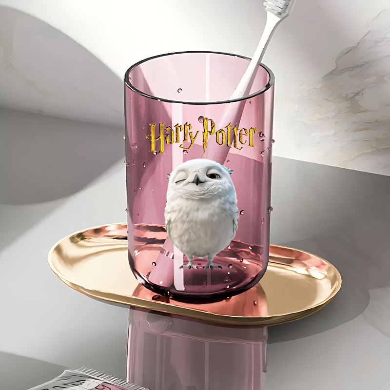 Wb Harry Potter Hedwig Couple Toothbrush Cup, Rinsing Cup - Iconic Cute Character Design, Suitable For Home, Dormitory, And Travel, Unisex Bathroom Accessory