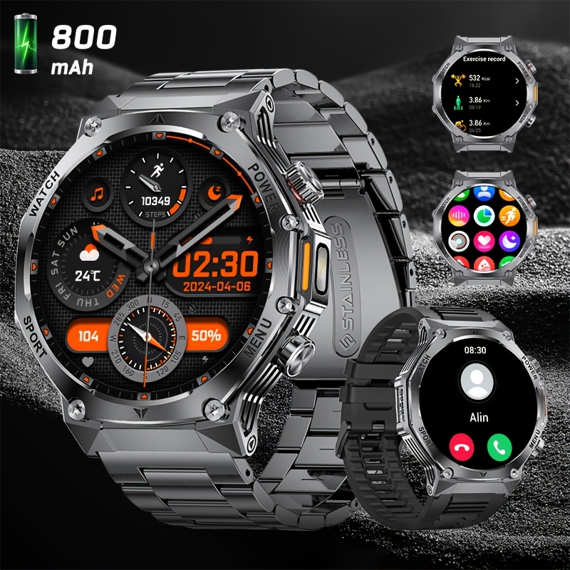 TEMU Lige Smart Watch For Men, 800mah Large Battery, 1.80-inch Hd Smart Watches With Led Flashlight For Iphone And Android (wireless Call