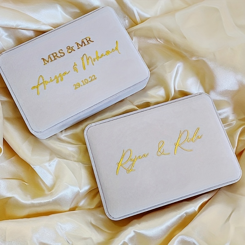 Personalized Flannel Jewelry Box, Custom Wedding Gift