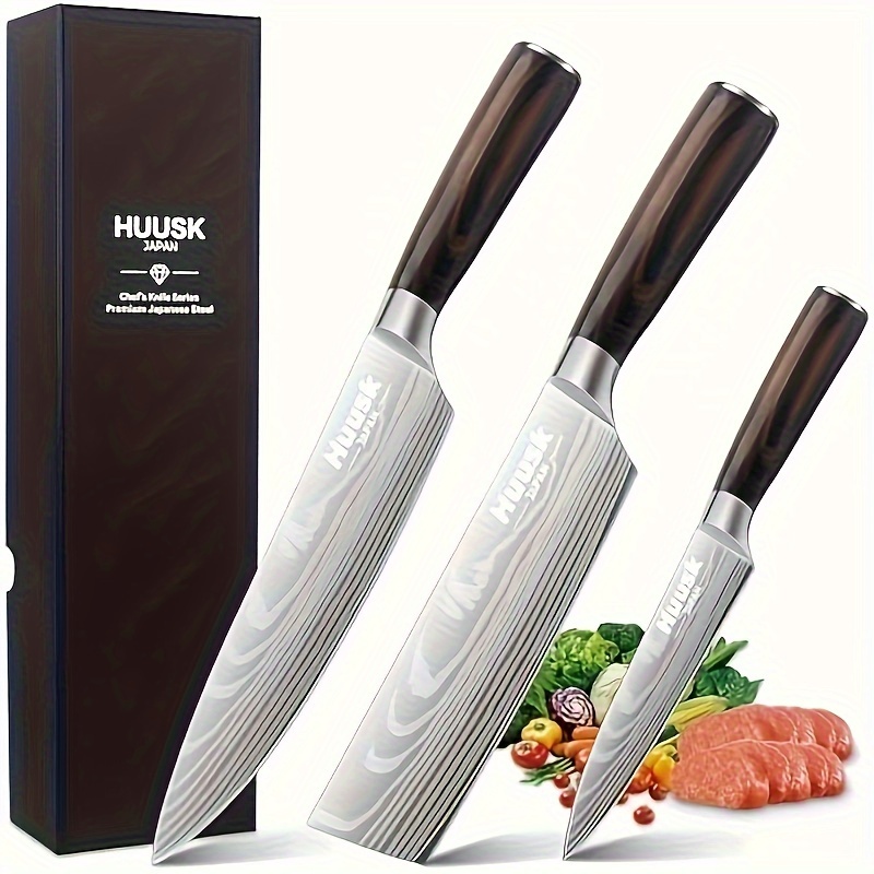 

Knife Set For Restaurant, Chef Knife Set Professional Kitchen Knife Set, Ultra Sharp Cooking Knives Sets With Wood Handle For Home, Outdoor Camping Bbq, Gift Idea Men