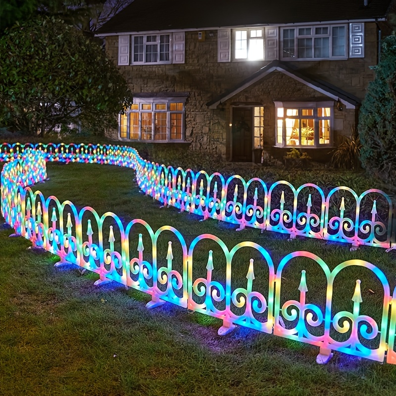 

Solar-powered Led Christmas Fence Lights - , Switch-controlled Outdoor Garden Decor With 3600mah Battery, Yard & Lawn