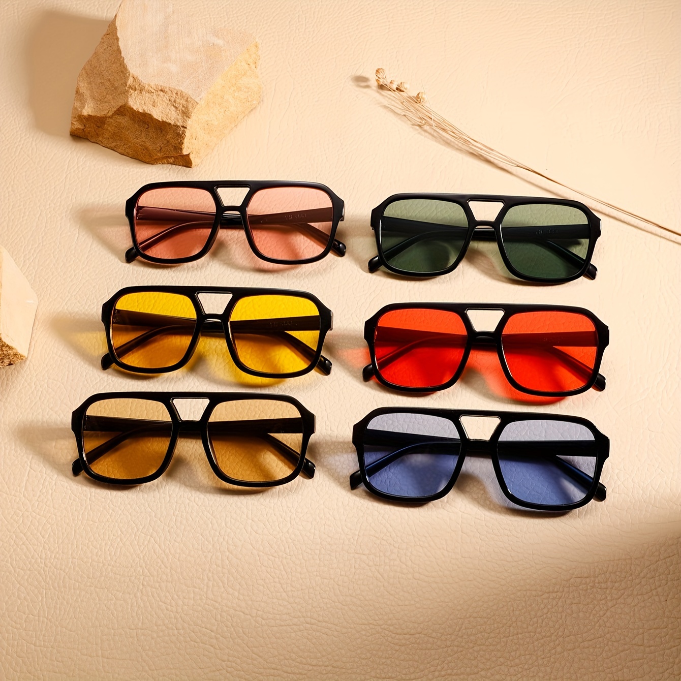 

Double Beam Fashion Glasses, Square Glasses, Trend Retro Glasses, For Party