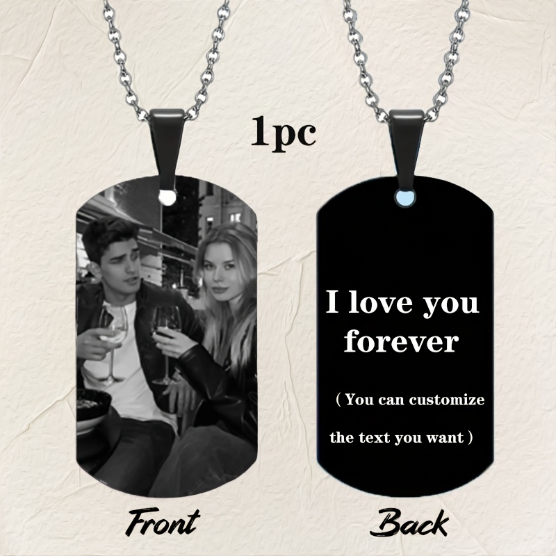 

1pc Custom Couples Dog Tag Pendant Necklace, Personalized Photo Engraving, , 201 Stainless Steel, With Ideal For & Gifting, For All