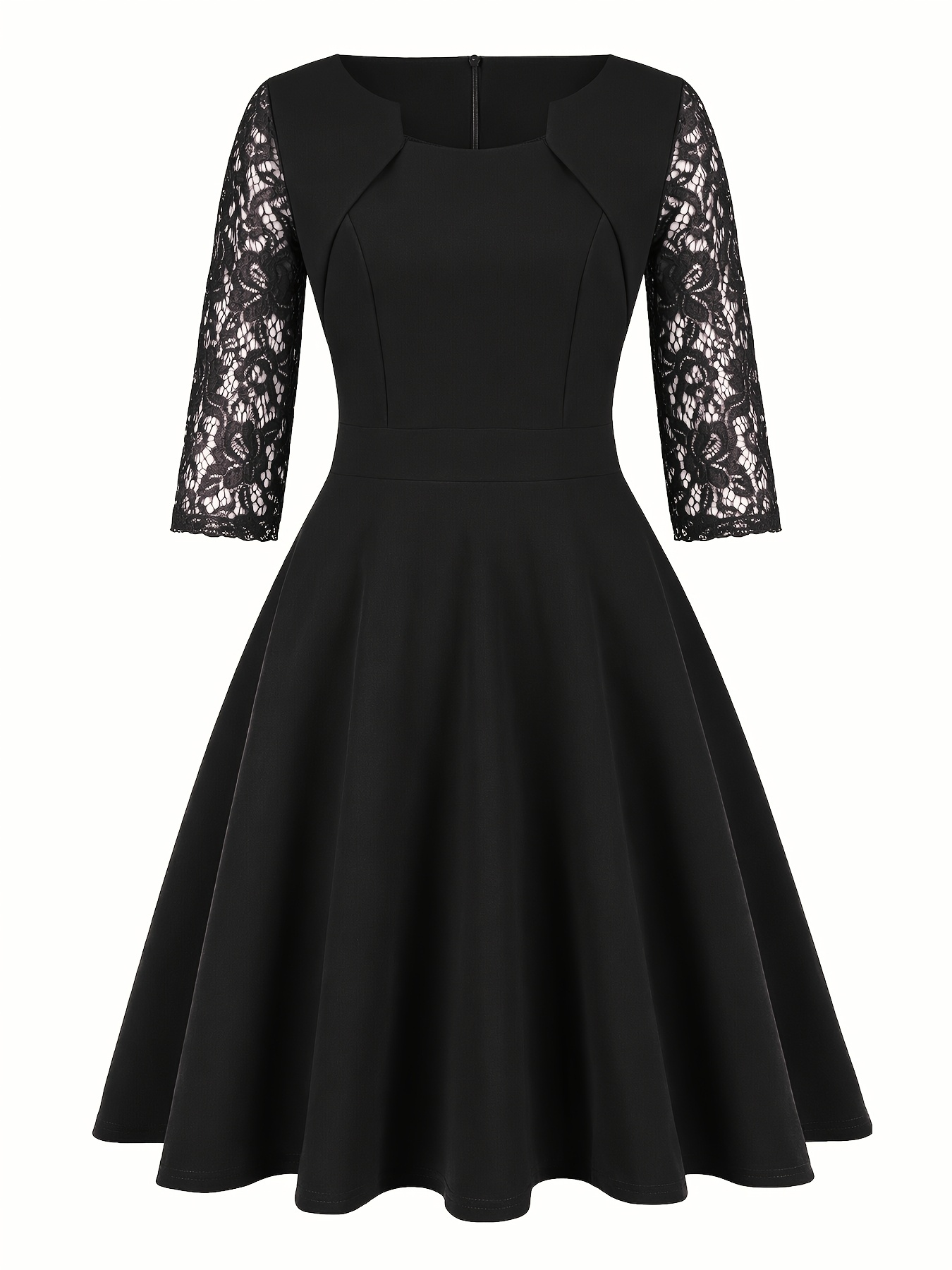 vintage floral lace party swing dress neckline - Temu