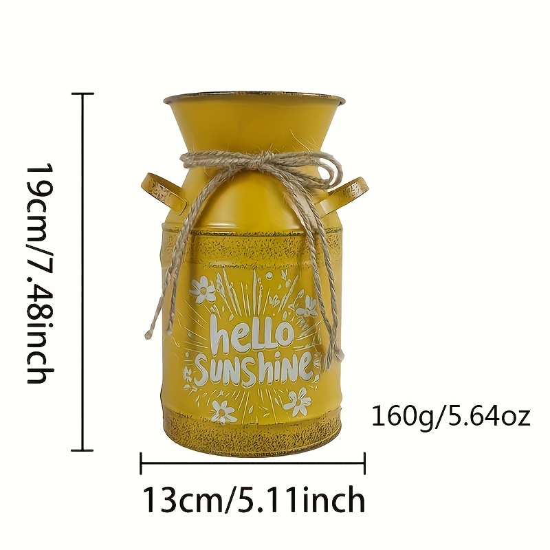 E-shop Die "" Eisen Milchkanne Vase mit Jute Seil und Gänseblümchen Dekoration ist ein lebendiger Teil für die Inneneinrichtung Wohnzimmers auf einem