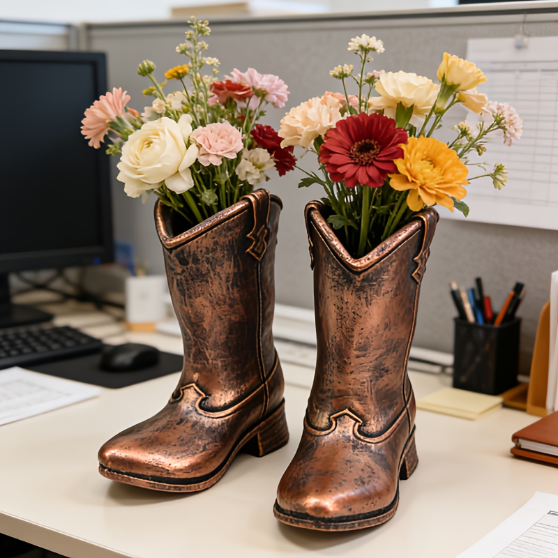 E-shop 2er-Set, Sammelfiguren, Vintage Kupfer-Stiefel-Ornament-Statuenfigur, geeignet für Wohnzimmer, Schlafzimmer, Arbeitszimmer,