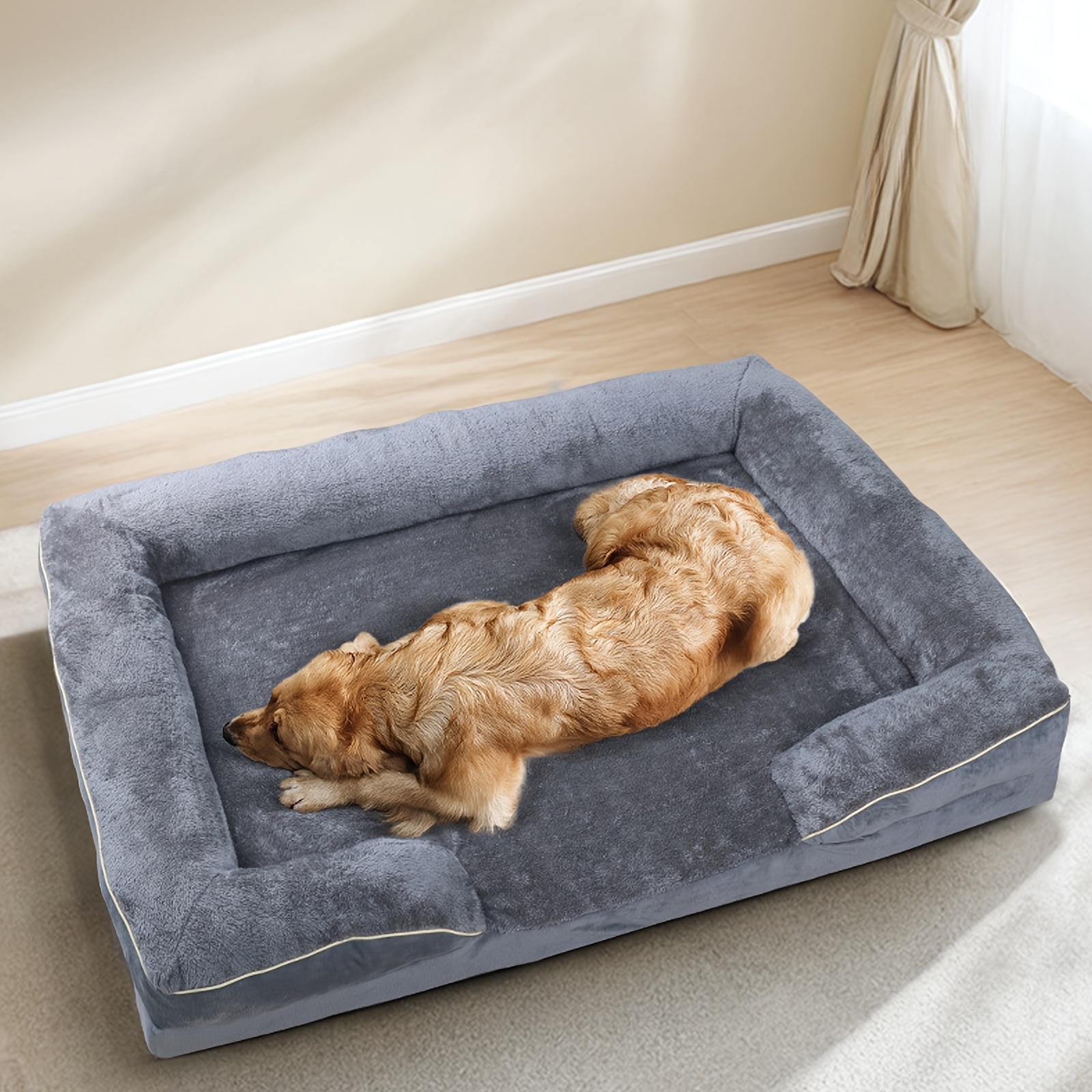 luxury plush dog bed sofa soft washable     in deep gray   small to large breeds cozy and durable polyester design Product details 2