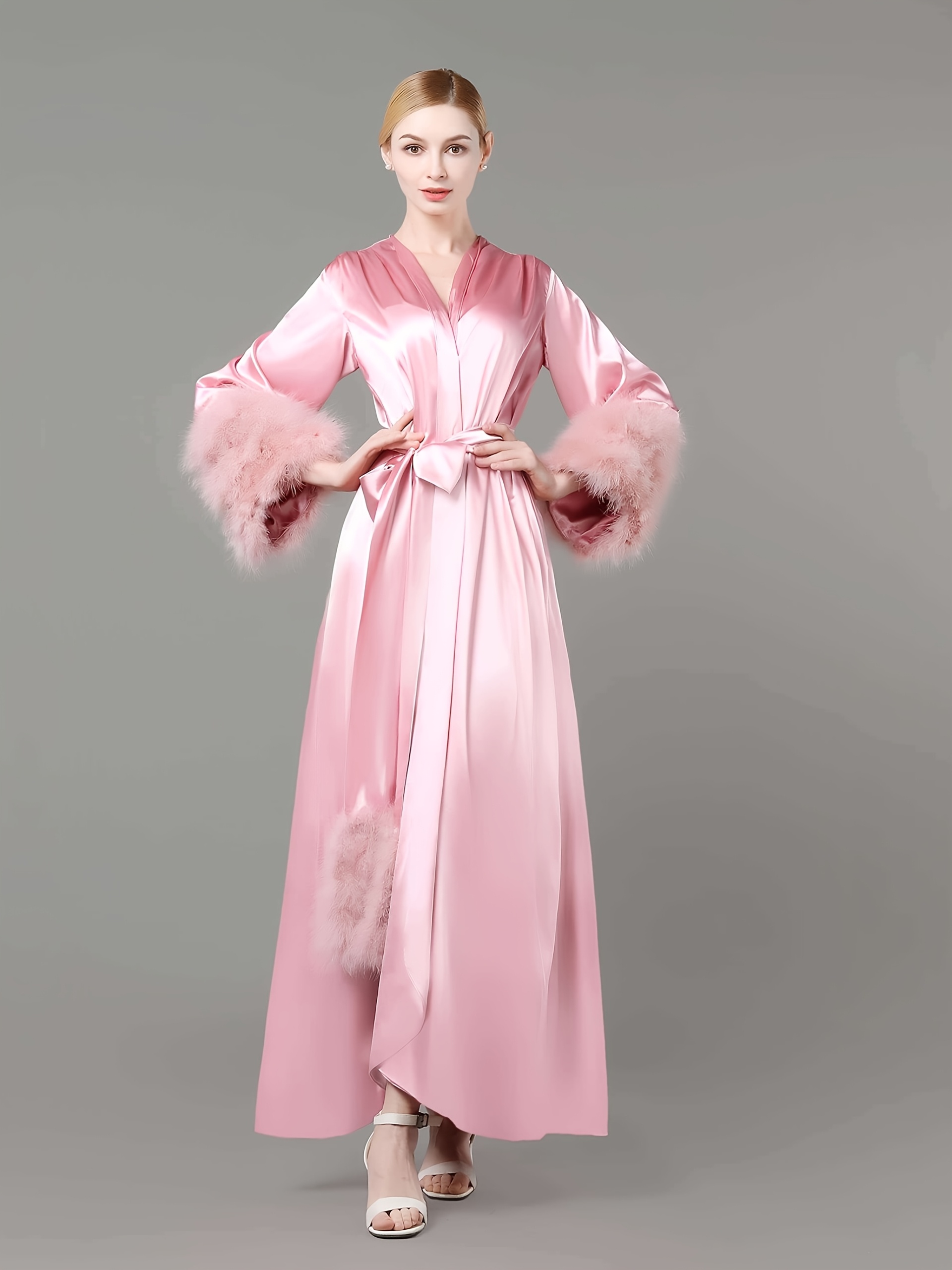 White Fur Trim Robe