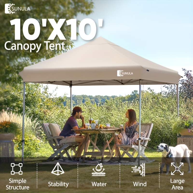 10x10 Pop Up Canopy Tent Instant Gazebo For Outside Camping Portable Outdoor Shading Shelter Easy Setup Sunula Beach Tent With Carrying Bag For Party, Events, Backyard, Patio, Wedding, Market, Beach