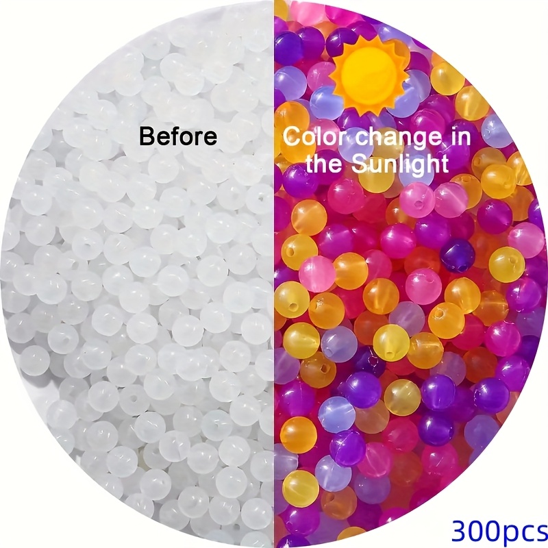 Image of 300pcs 8mm Reactive Color-changing Acrylic Beads - Sunlight Sensitive Gradient Round Beads For Making, Bracelets, Necklaces & Crafts | Craft Supplies With , Spacer Beads For Jewelry Making