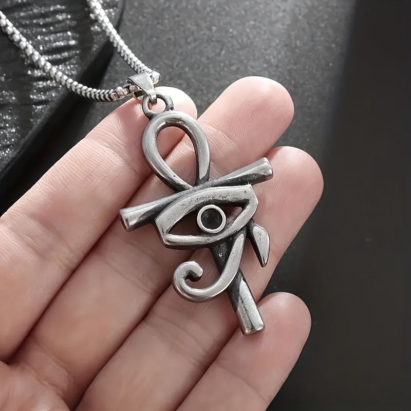 Retro Ethnic Style Eye of Horus Ankha Cross Pendant Necklace