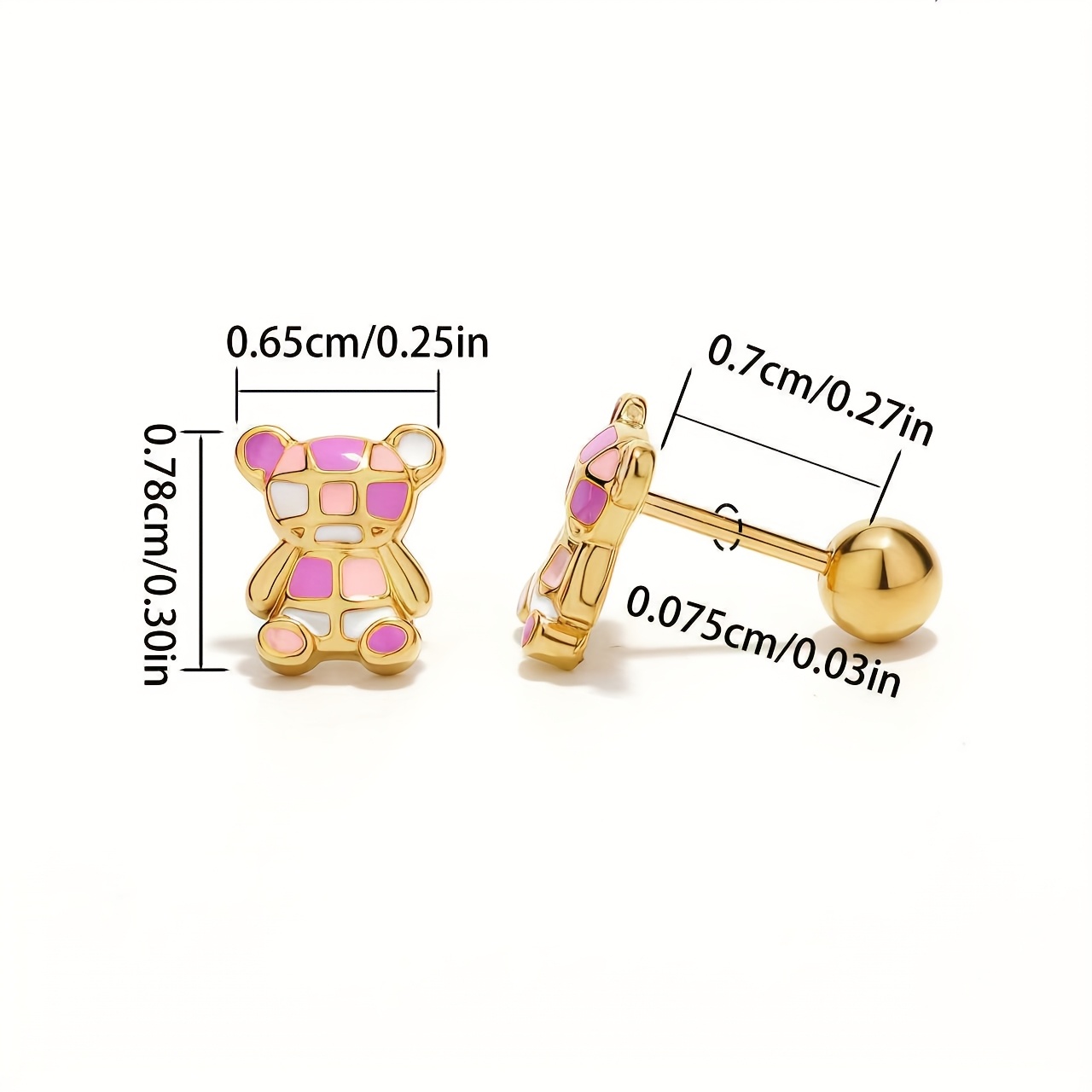 Women's Colorful Bear Enamel Earrings, Fun & Playful