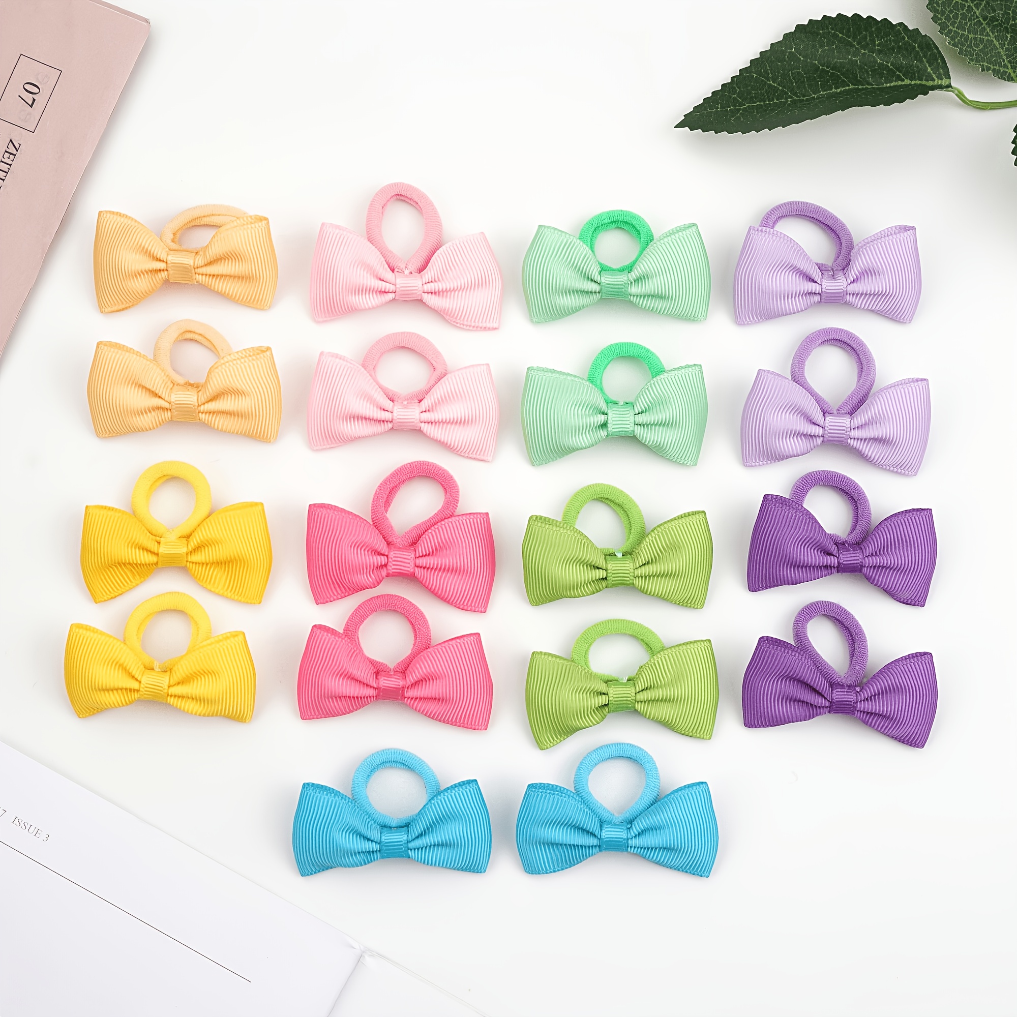 48pcs Multicolor Mini Bow Hair Ties Set
