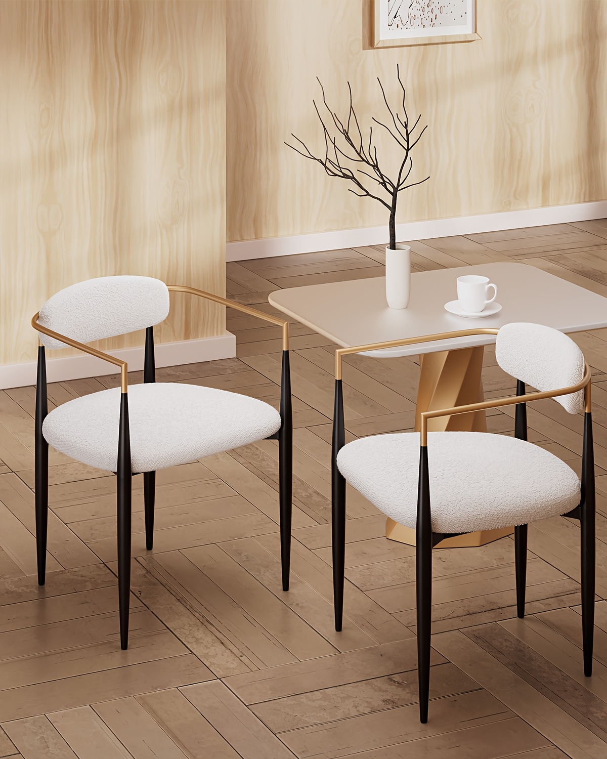 dining chairs boucle armchair set of 2 for kitchen reception room living room bedroom restaurant caf Product details 2