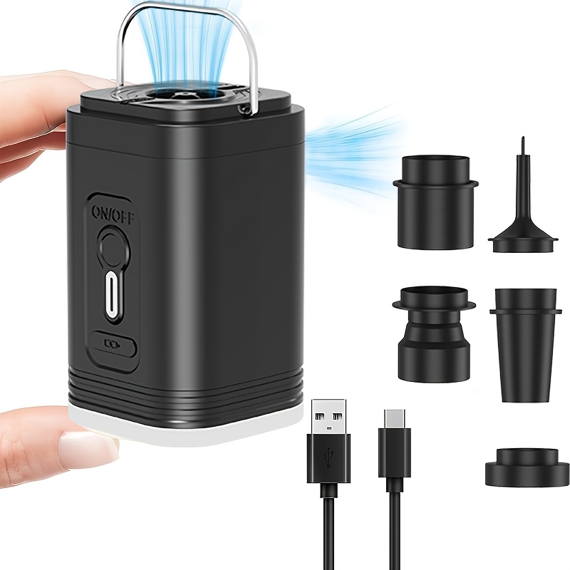 TEMU Portable Rechargeable Air Pump,portable Wireless Dual-use Mini Electric Air Pump For Outdoor Camping,type-c Charging Port, Fast Inflation And