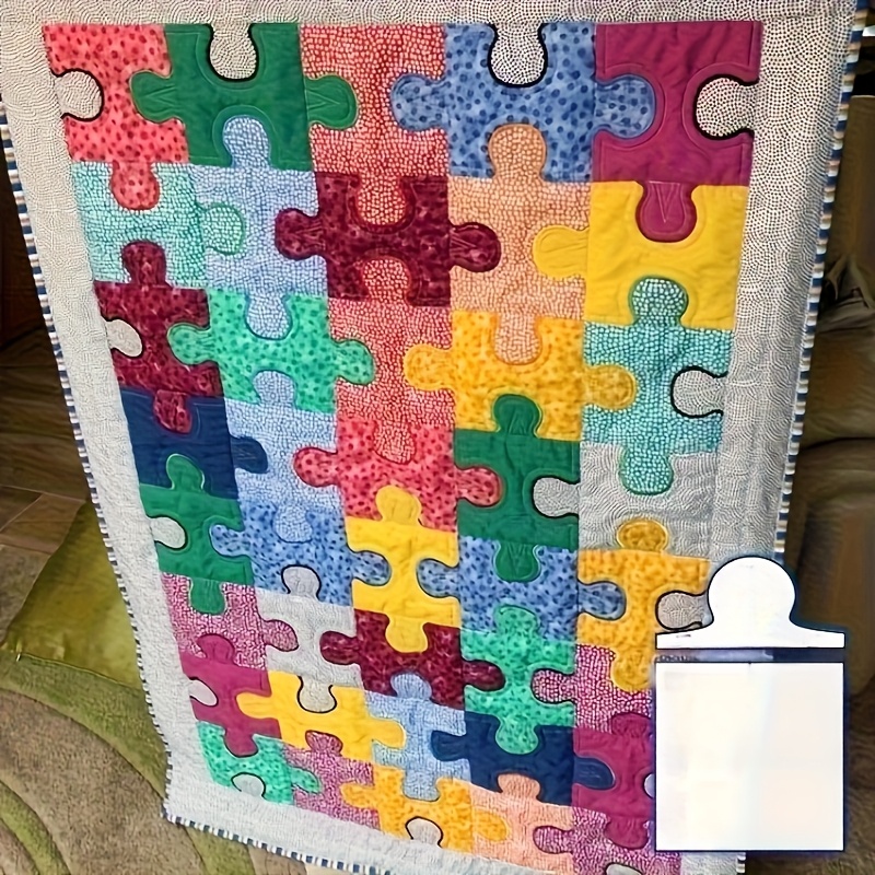 TEMU Pochoir de couture transparent en acrylique avec motif de puzzle, motif de patchwork fait main, idéal pour les couettes, les taies d'oreiller et