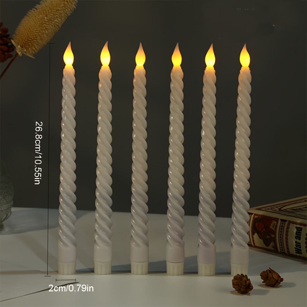 6pcs White LED Spiral Long Pole Electronic Flameless Candle Lights