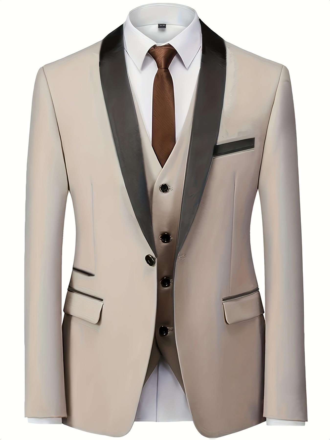 Ensemble trois pièces grande taille pour homme, veste de costume + gilet + pantalon de costume, costume amincissant et cranté, tenue formelle professionnelle d'affaires haut de gamme, robe de mariage pour photo de mariage, marié, banquet, hôte de scène, convient pour les trajets quotidiens au travail, réunion annuelle, fête