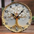 rustic wooden tree of life wall inch silent non ticking round decorative clock manufactured wood aesthetic home office accent european battery operated aa not included