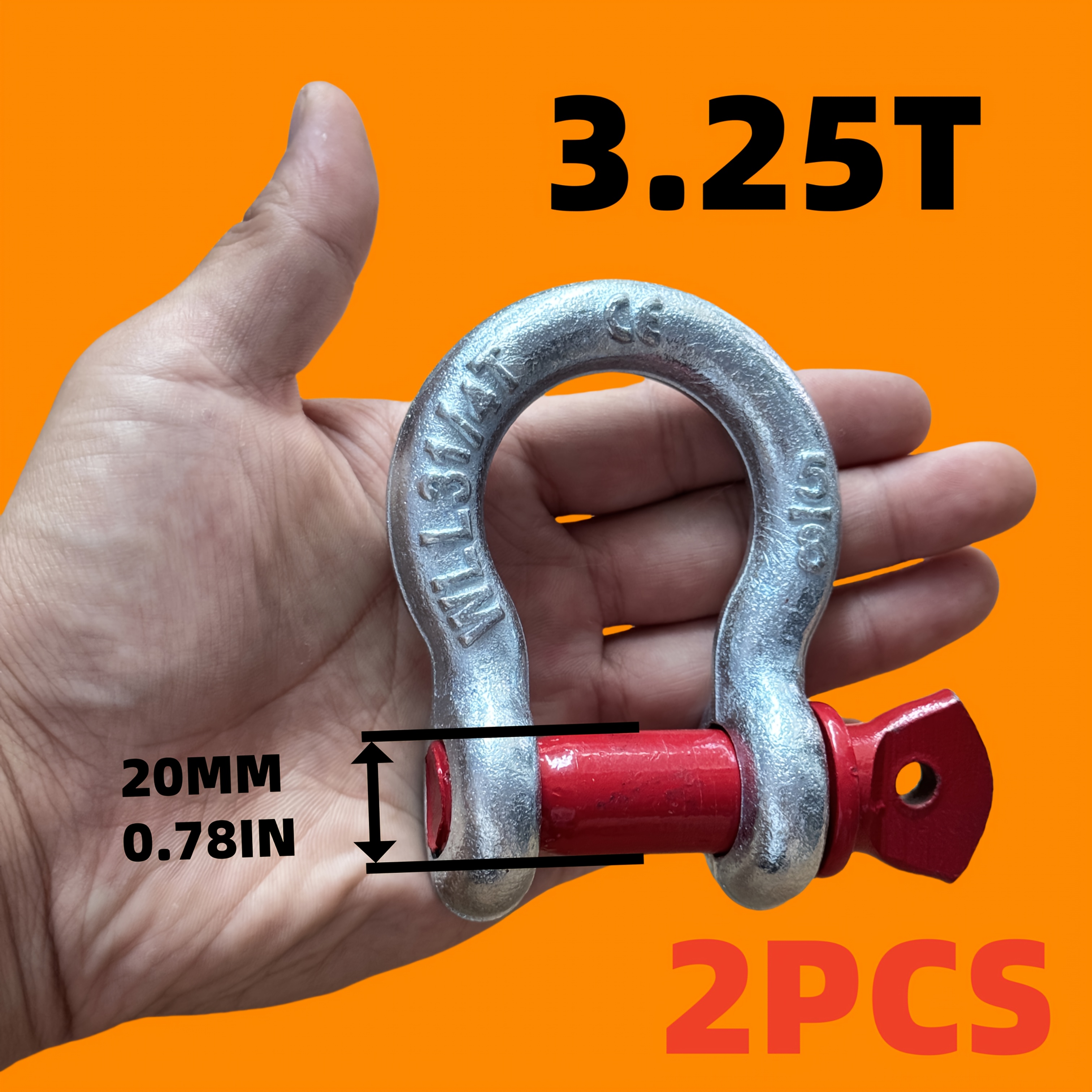 E-shop 2 Stück Schäkel D-Ring Schäkel für Abschleppgurt Seilwinde Offroad-Fahrzeug Bergung, 4 Größen, 3/8", 7/16", 1/2", 5/8