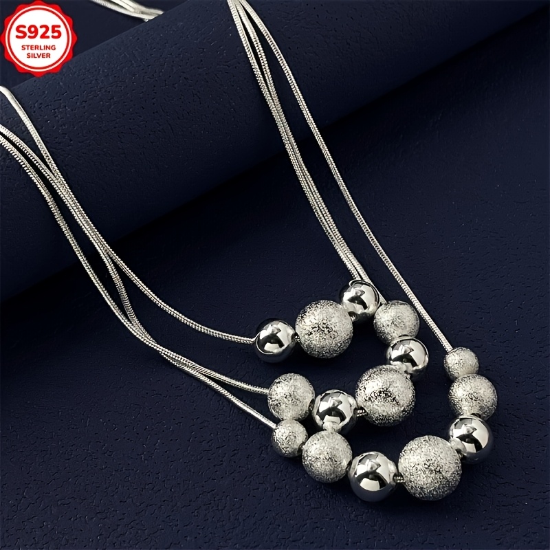 Hypoallergenic Three-Row Beaded Necklace with Frosted Beads