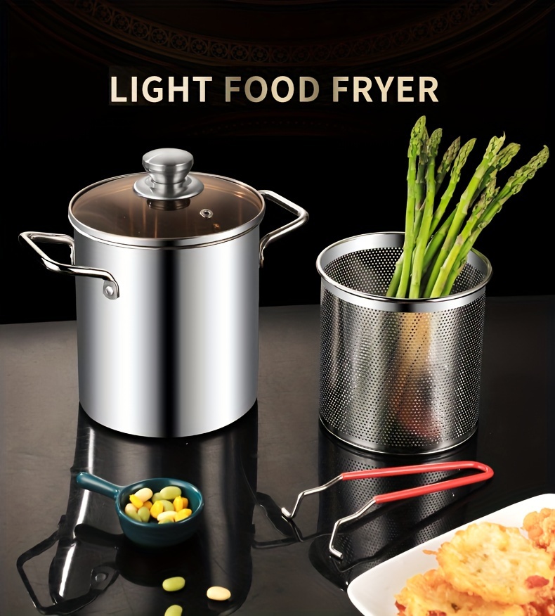 deep fryer with 304 stainless steel for home use high temperature resistant   pot for saving oil   designed for electric stove and deep frying skewers details 0