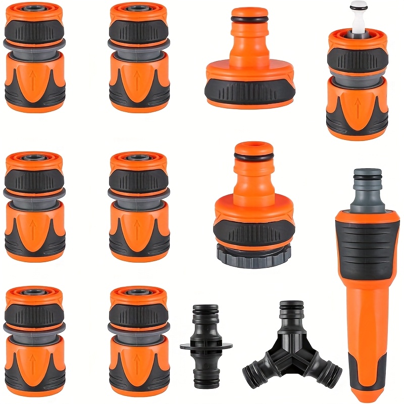 Image of 12pcs Universal Connection Hose Connectors For Garden Irrigation, Suitable For 1/2" And 3/4" Taps, Including Tap Connection G1, Quick Connector 1/2", , Y-distributor And Spout