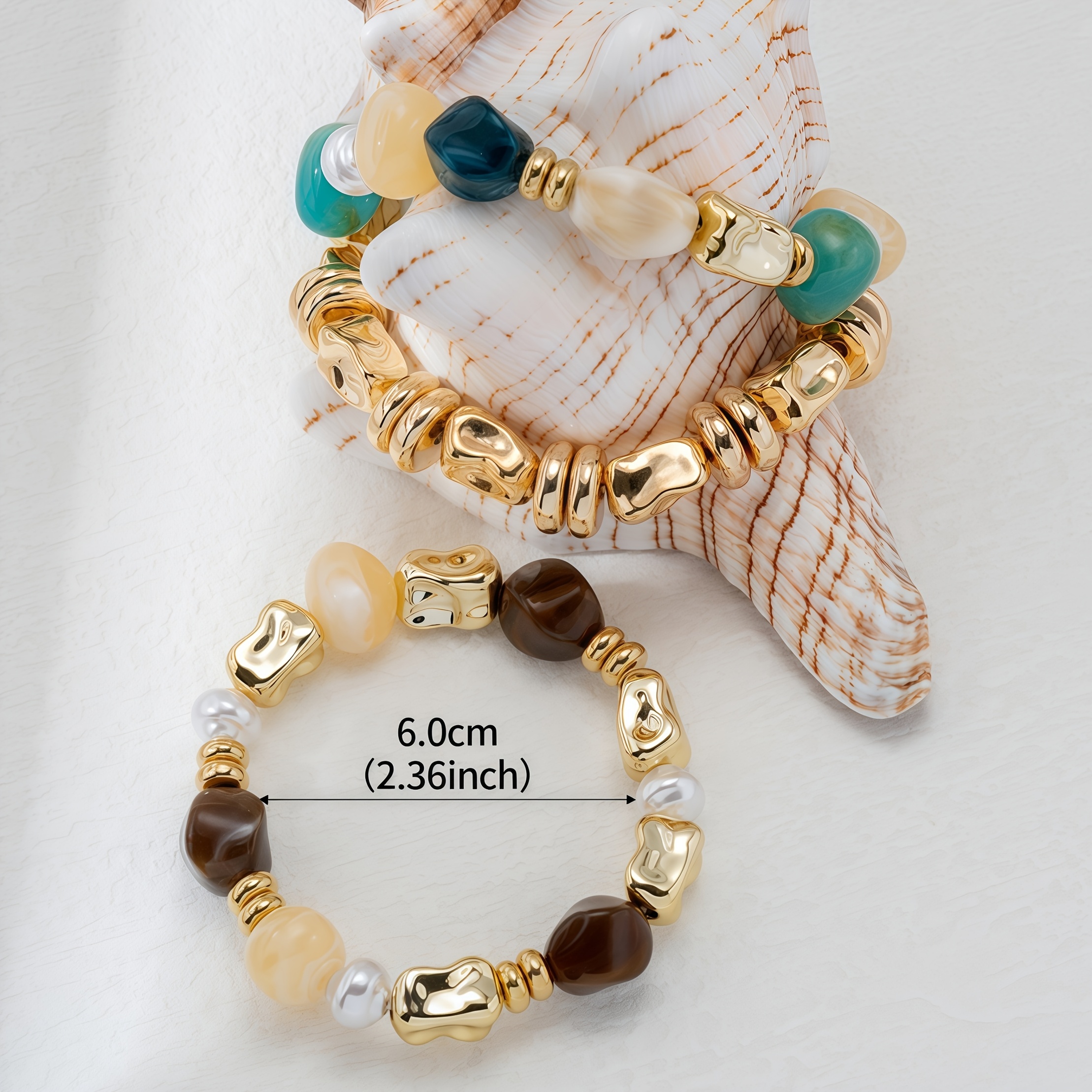 3pc Daily Versatile Beaded Elastic Bracelet Set