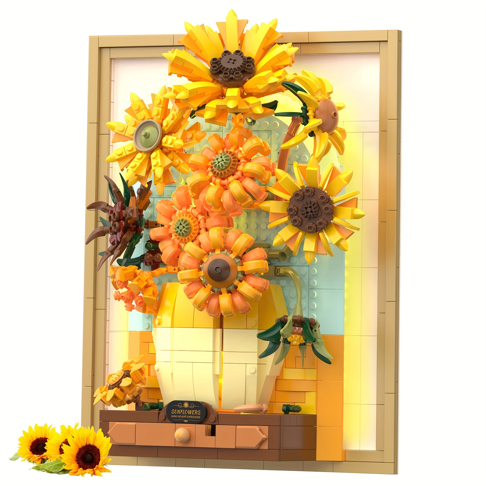 

Flowers Sunflower Building Sets For Adult With Lights 70004, Van Wall Art Crafts Ideas Flower Bouquet, Painting Frame For Room Decor Christmas Halloween Gifts