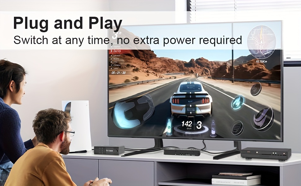 3-портов 4K HDTV 2.1 превключвател/разделител с дистанционно управление - 3-в-1 изход, поддръжка на VRR/ALLM/HDR 10/Dolby Vision/Avmos, съвместим с PS5/Xbox/PC/Apple TV, 120Hz 4K@120Hz превключвател за игрови конзоли и телевизори