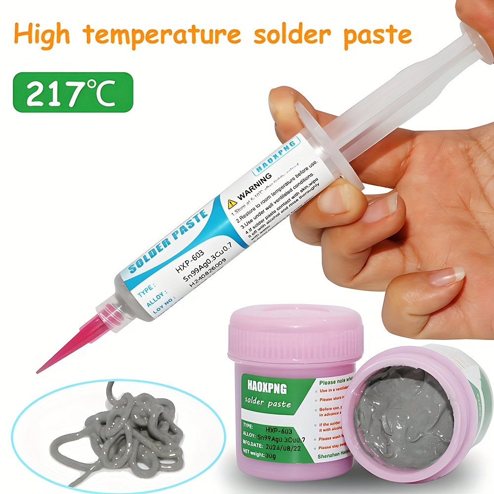 

Haoxpng Solder Paste, Sn99ag0.3cu0.7, 217°c , No Clean, For Mobile Phone Repair, Smt, Pcb, Ic With No