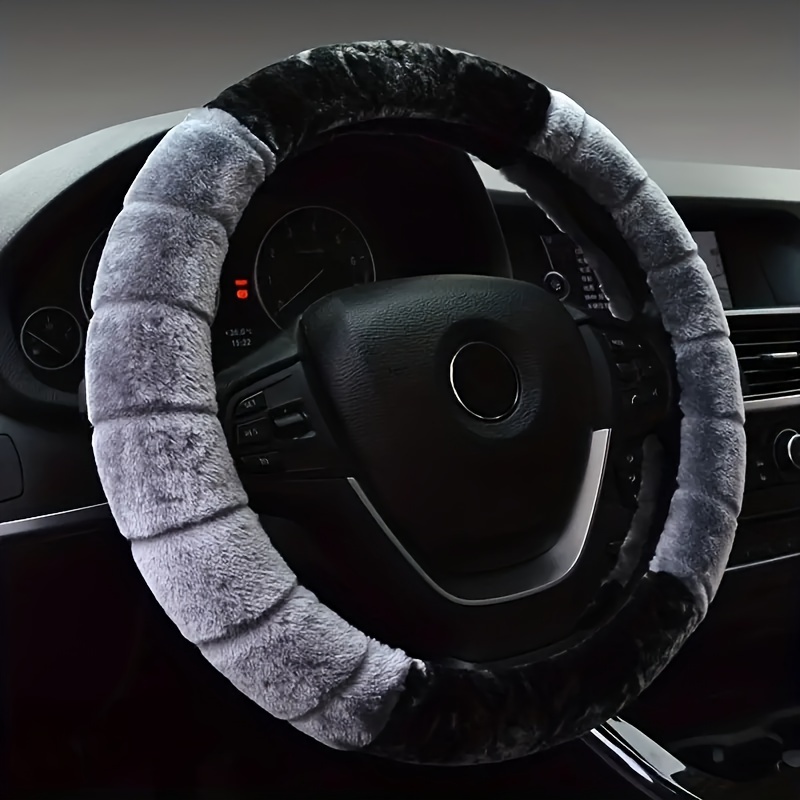 TEMU Winter Plush Steering Wheel Cover Short Fur Car Cover Male And Female Universal Cute Cartoon Internet Winter Short Fur Steering Wheel Cover