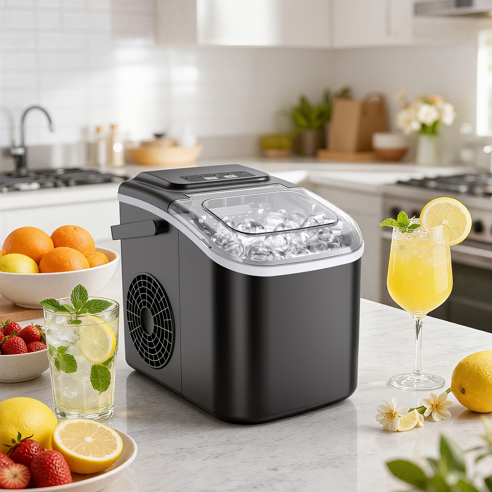 TEMU 26/29 Lbs Ice Portable Countertop Ice Maker With Auto-cleaning, 6 Mins/8pcs, 2 Ice Size Options (s/l), Auto-clean Function, With Ice Basket &