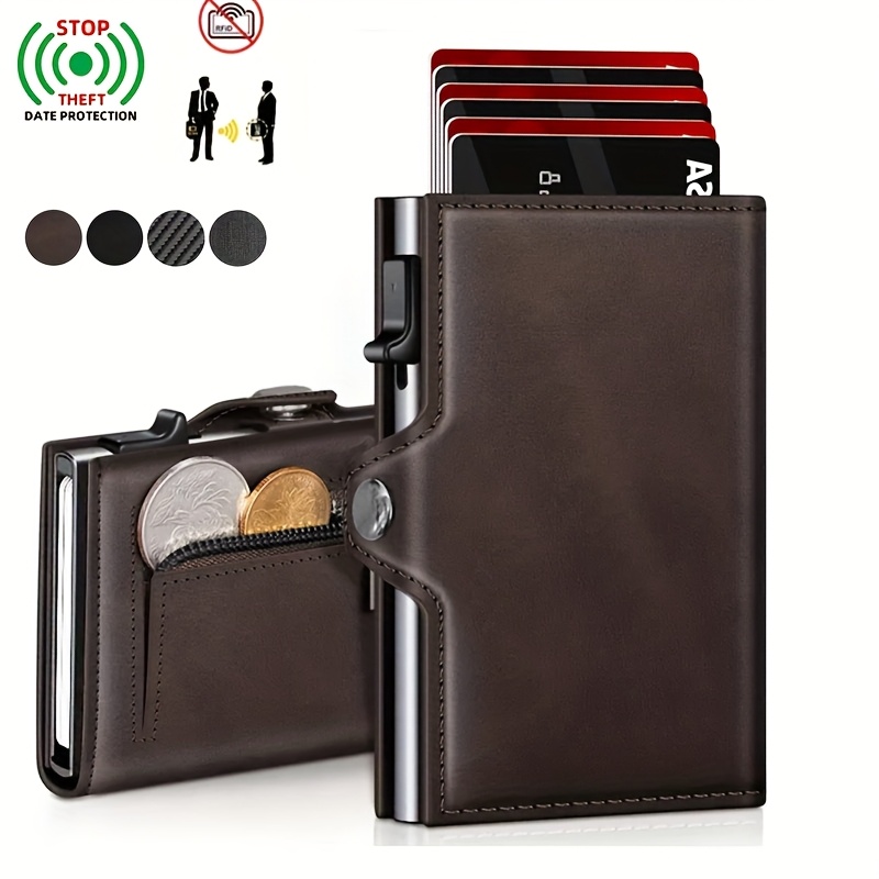 TEMU Shielded Credit Card Wallet | Slim Wallet For Men And Women | Card And Document Holder With Rfid Protection And Carbon Fiber Money Card Black