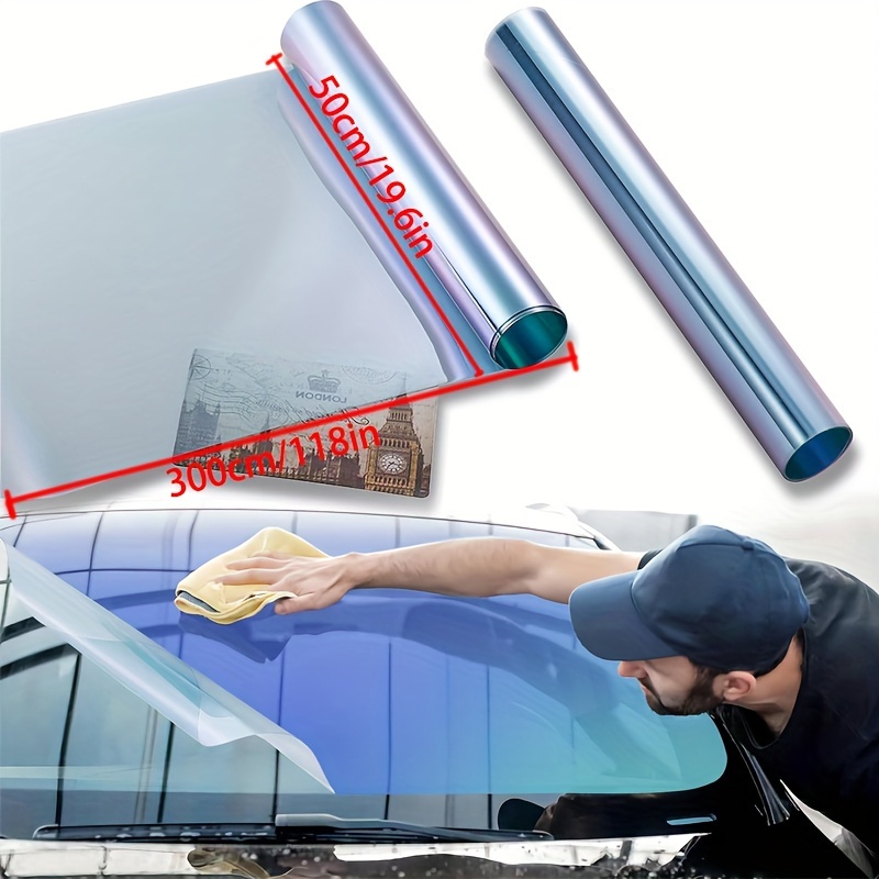 film de fenêtre de voiture bleu     - protection uv & isolation thermique, film solaire   aux rayures pour un confort de conduite amélioré détails 2