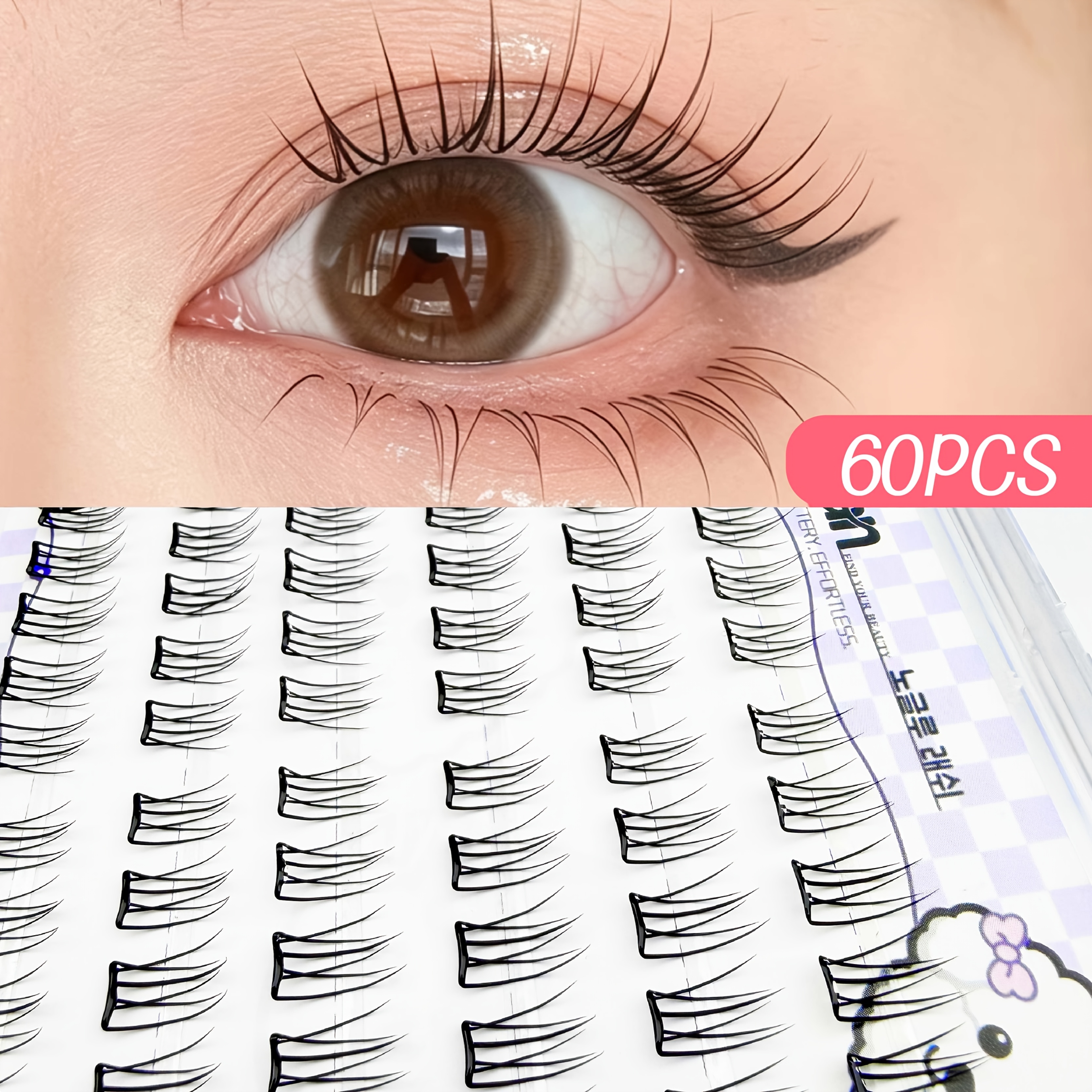 Glueless Uplifted Individual Lash Clusters, Pre-Glued Thin Stem