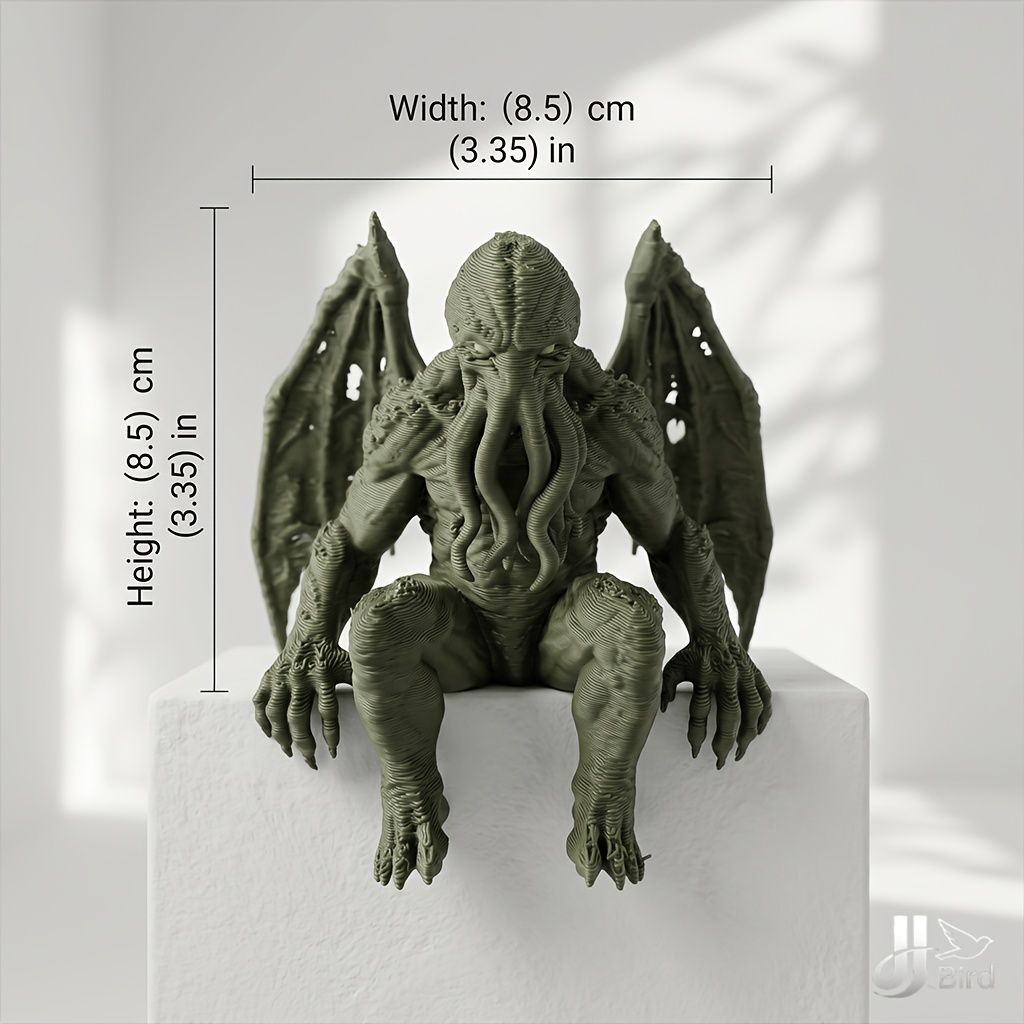 TEMU J Bird Cthulhu Shelf Sitter Figurine - Lovecraftian Sculpture Statue, Dark Mythology Desk Decor Suitable For Office, Tabletop Ornament, Niche
