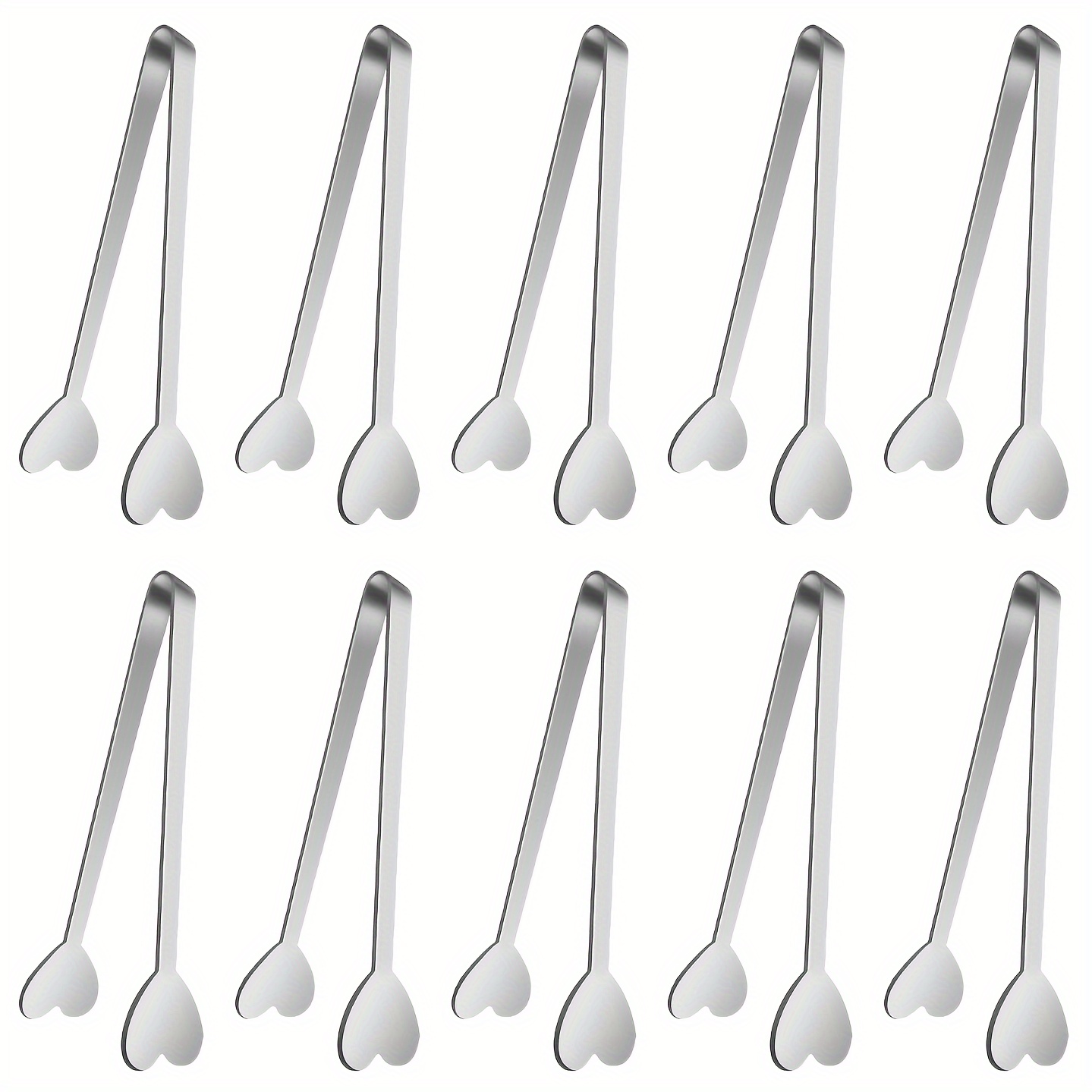 

5/10pcs, Shaped Mini Serving Tong, Stylish Tong, Fine Stainless Steel Ice Cube Tong, Small Tongs For Appetizer Snack Candy Cheese, Nice Gift For Wedding Birthday Day Bridal Shower, Dishwasher Safe