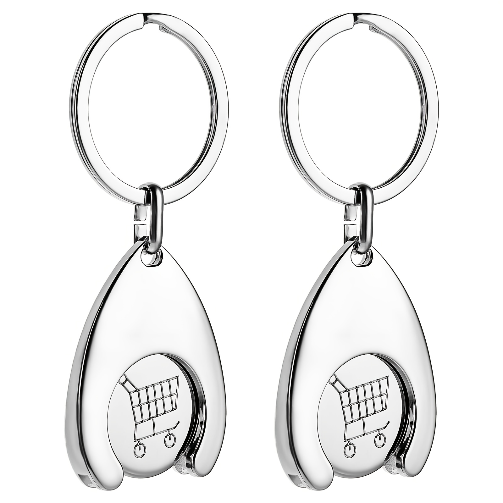 Image of Metal Shopping Trolley Keychain (2pcs), Shopping Cart Tokens Keychain Portable Trolley Remover Compact, For Groceries Gifts For Men Women (cart).