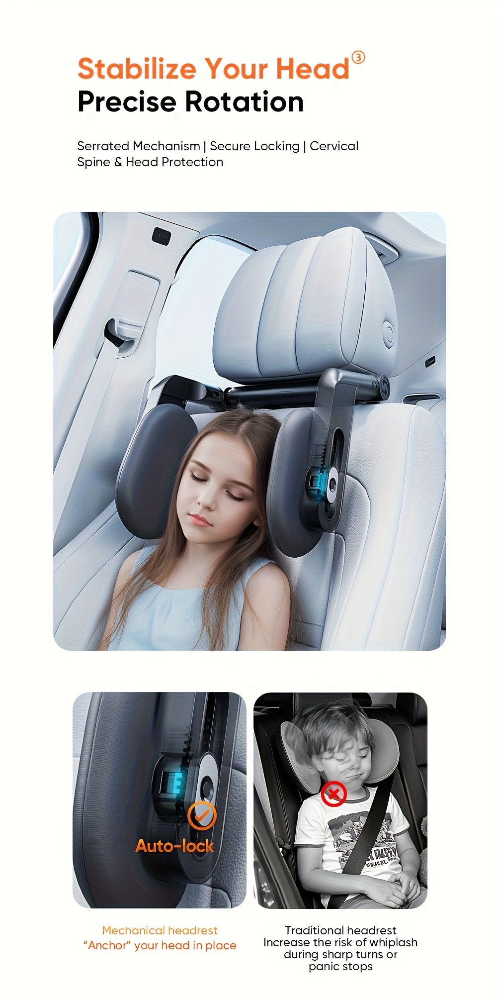 1 U-Shaped 45D Car Neck Pillow - Ergonomic Design with Three-Point Support, 360° Adjustable Breathable PU Cover, Ideal for Side Sleepers and Daily Commuting, Travel Pillow/neck Pillow, Travel Pillow/neck Pillow Airplane, Neck Cushion, Airplane Travel Accessory, Neck Travel Accessory, Neck Support Pillow
